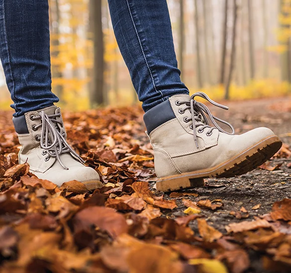 boots in autumn leaves