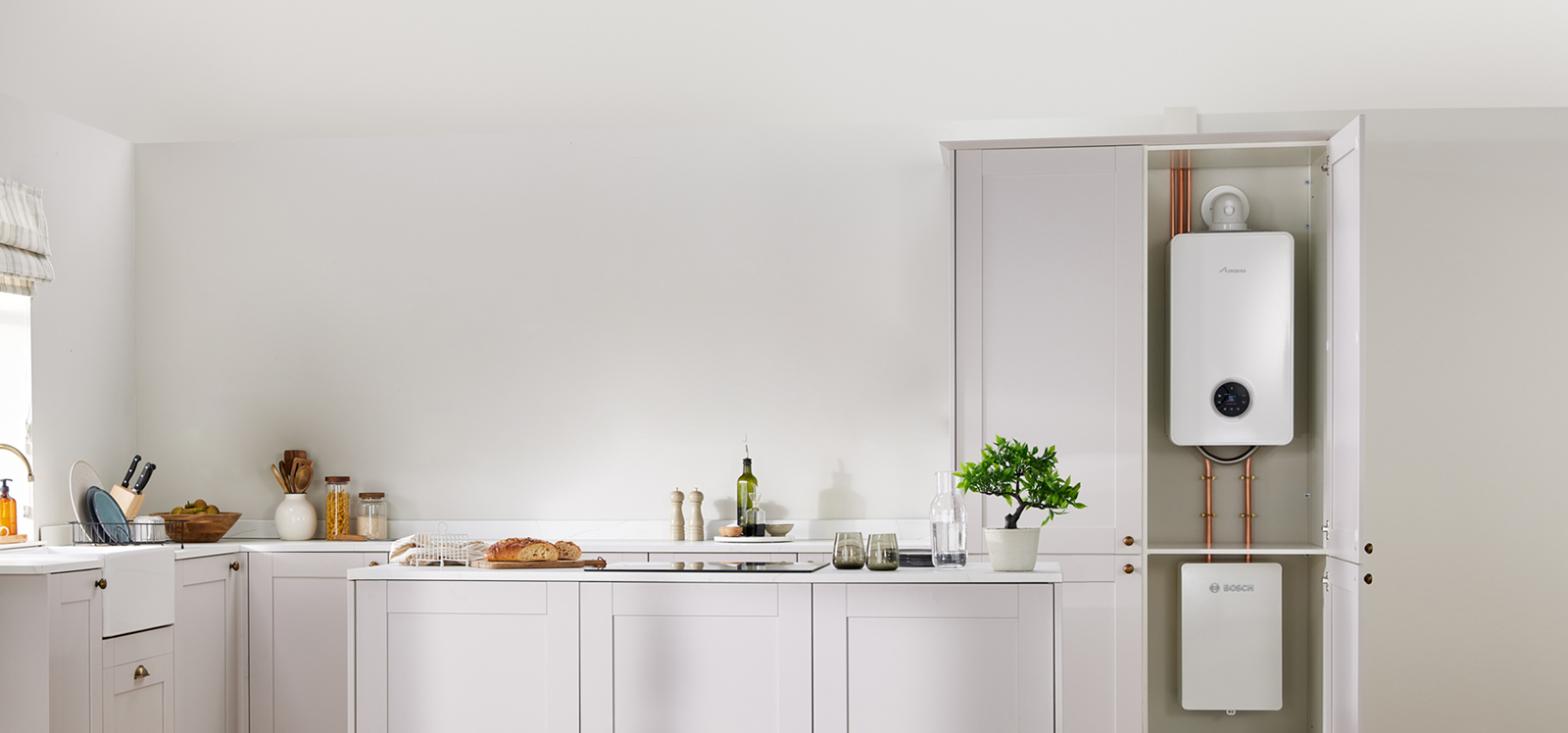 Boiler on wall in kitchen